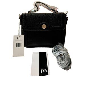 Jessica Moore Essentials Crossbody Bag, Black Pebbled Leather, Compact‎ Design